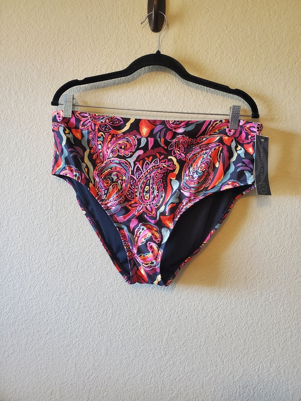 NWT Aqua Couture Paradise Paisley High Waist Swim Bottoms